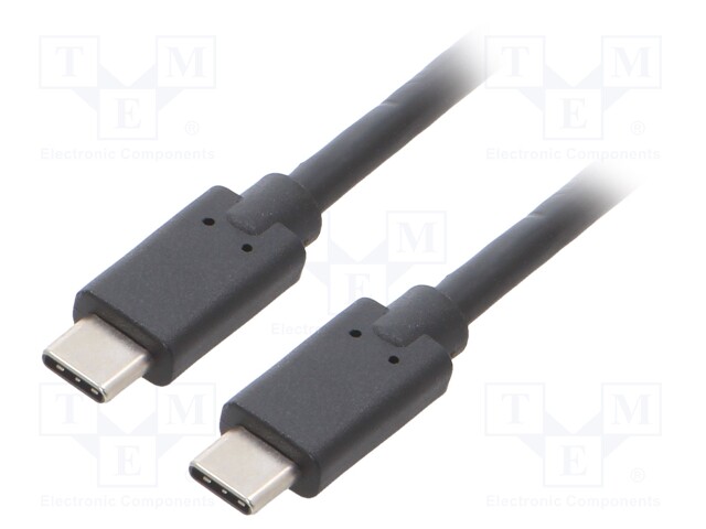 Cable; USB 3.1; USB C plug,both sides; 2m; Colour: black