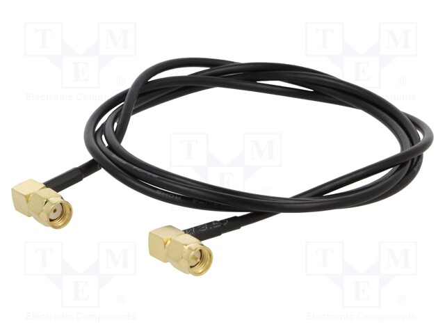 Cable; 50Ω; 1m; RP-SMA male,SMA plug; black; angled