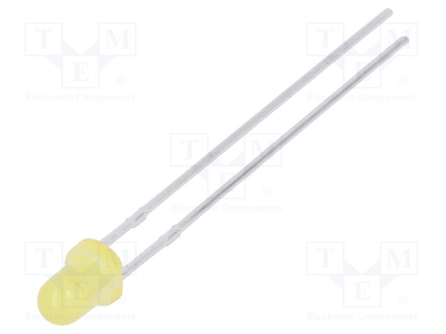 LED; 3mm; yellow; 210÷350mcd; 60°; Front: convex