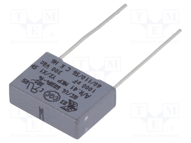 Capacitor: polypropylene; Y2; 1nF; 10mm; ±20%; 13x4x9mm; -40÷110°C