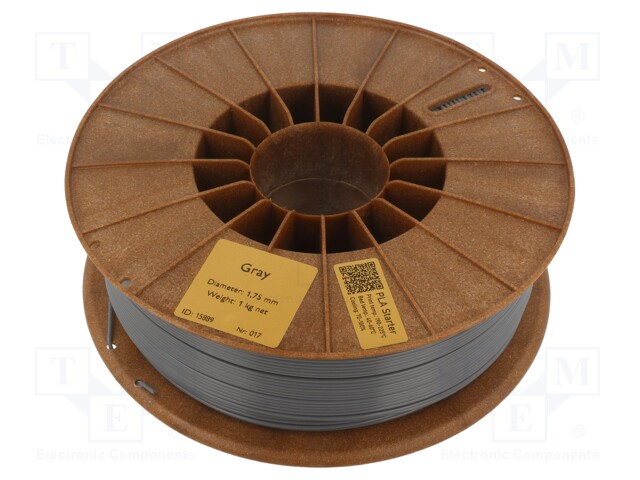 Filament: PLA; 1.75mm; grey; 190÷225°C; 1kg; Table temp: 40÷60°C