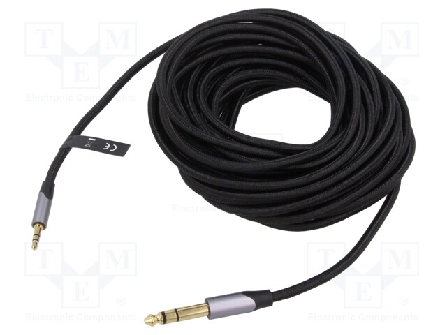 Cable; Jack 3.5mm 3pin plug,Jack 6,3mm 3pin plug; 2m; black