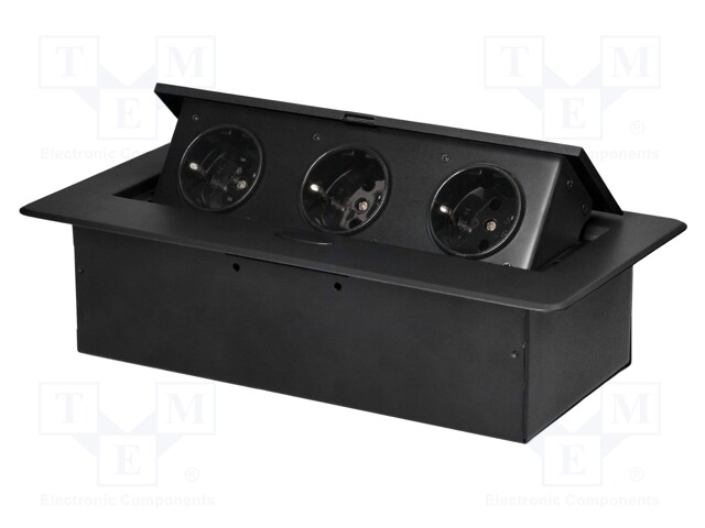 Plug socket strip: furniture; IP20; 3680W; black; 112x226mm