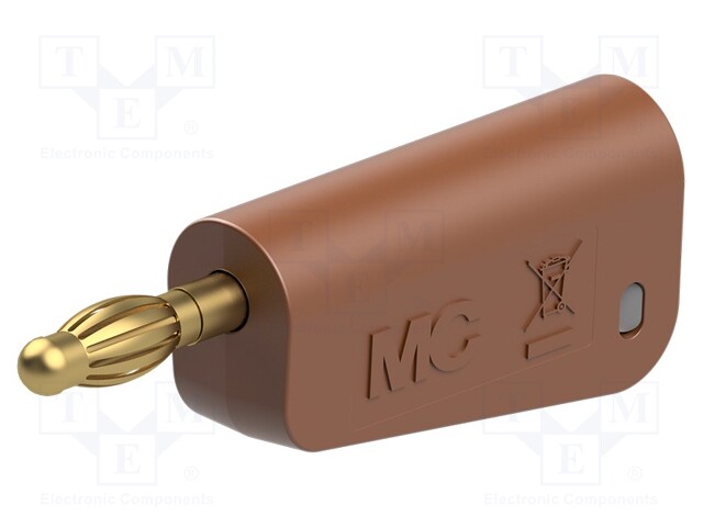 Plug; 4mm banana; 19A; 30VAC; 60VDC; brown; gold-plated; 1mm2