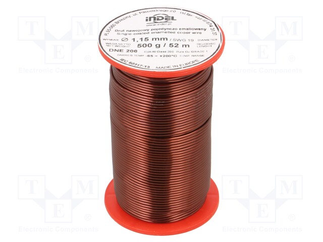 Coil wire; single coated enamelled; 1.15mm; 500g; -65÷200°C