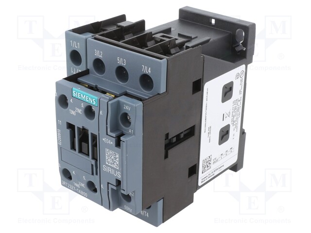 Contactor: 4-pole; NO x4; Auxiliary contacts: NO + NC; 24VAC; 690V