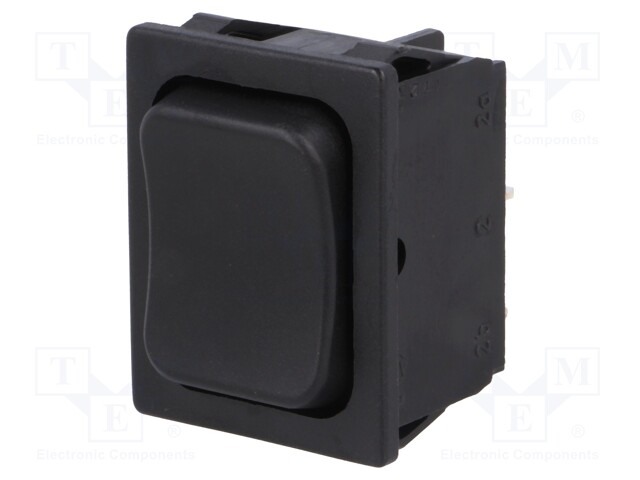 ROCKER; DP3T; Pos: 3; (ON)-OFF-(ON); 6A/250VAC; black; IP40; none