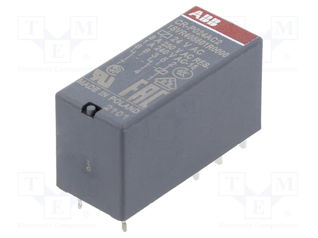 Relay: electromagnetic; DPDT; Ucoil: 24VAC; 8A; max.250VAC