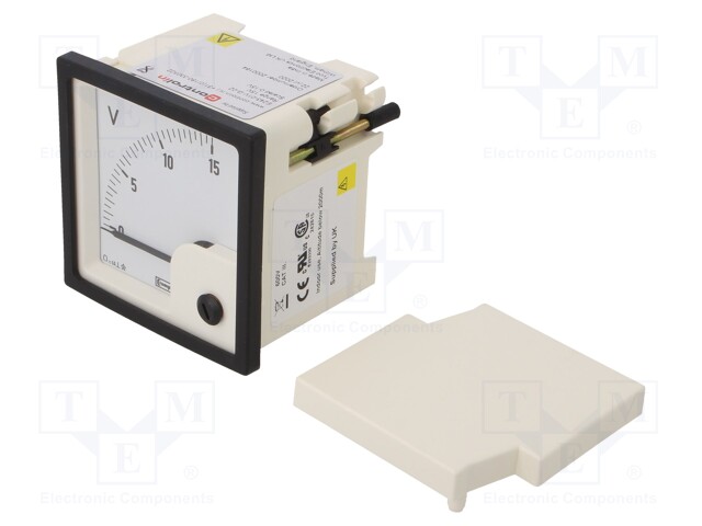 Meter: panel; analogue; 0÷15V; Class: 1,5; IP52; panel; 72x72mm