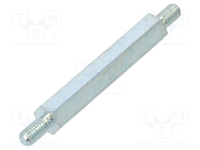 Screwed spacer sleeve; 30mm; Ext.thread: M3; hexagonal; steel