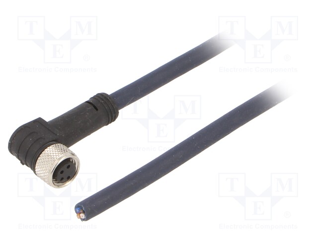 Connection lead; M8; PIN: 4; angled; 3m; plug; 30VAC; 4A; -35÷105°C