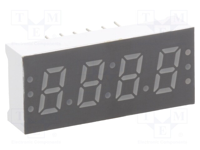 Display: LED; 7-segment; 7.6mm; 0.3"; No.char: 4; red; 24÷48mcd