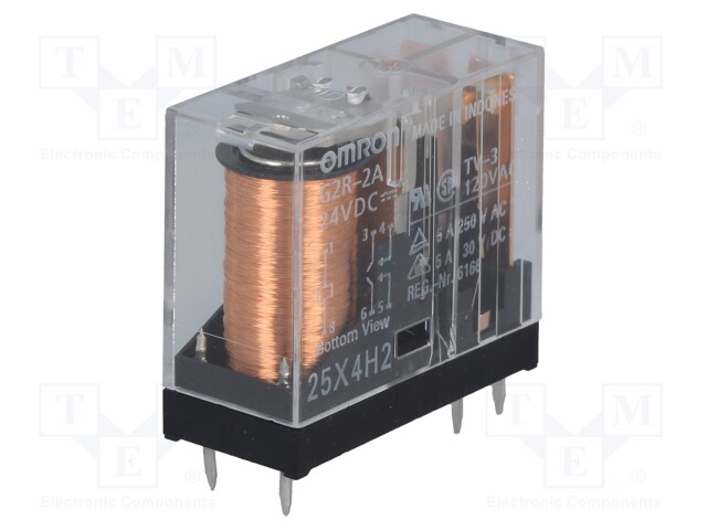 Relay: electromagnetic; DPST-NO; Ucoil: 24VDC; 5A/250VAC; 5A/30VDC