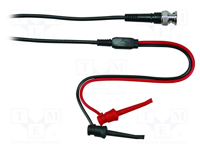 Test lead; 6A; 2x hook clip-on probe-BNC male plug; Len: 1m