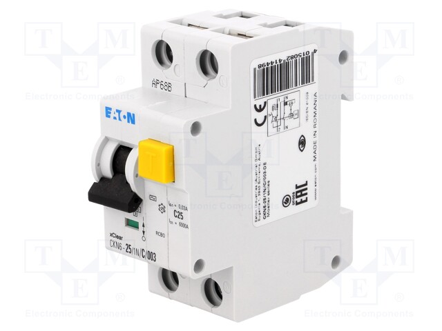 RCBO breaker; Inom: 25A; Ires: 30mA; Max surge current: 250A; 230V