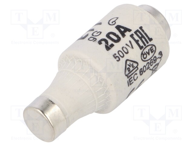 Fuse: fuse; gG; 20A; 500VAC; 250VDC; ceramic; DII; D