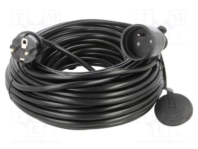 Extension lead; Sockets: 1; PVC; black; 3x1,5mm2; 25m; 16A; STANDARD