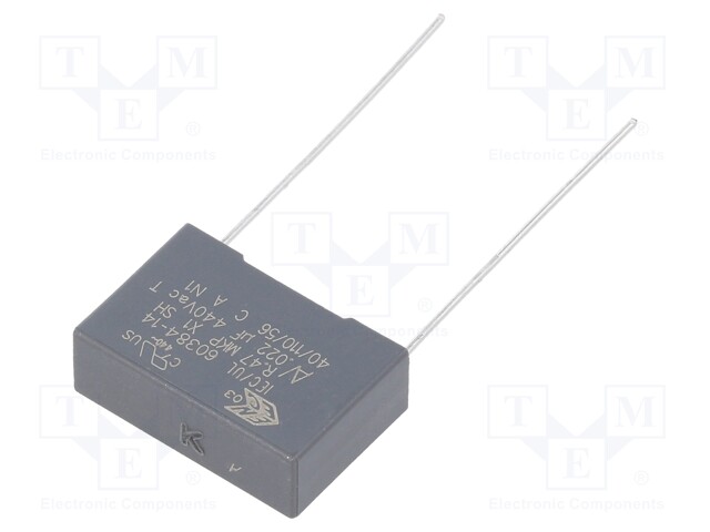 Capacitor: polypropylene; X1; 0.022uF; 440VAC; ±10%; THT; -40÷110°C