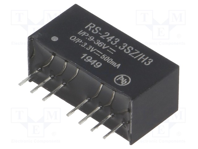 Converter: DC/DC; 2W; Uin: 9÷36V; Uout: 3.3VDC; Iout: 500mA; SIP8