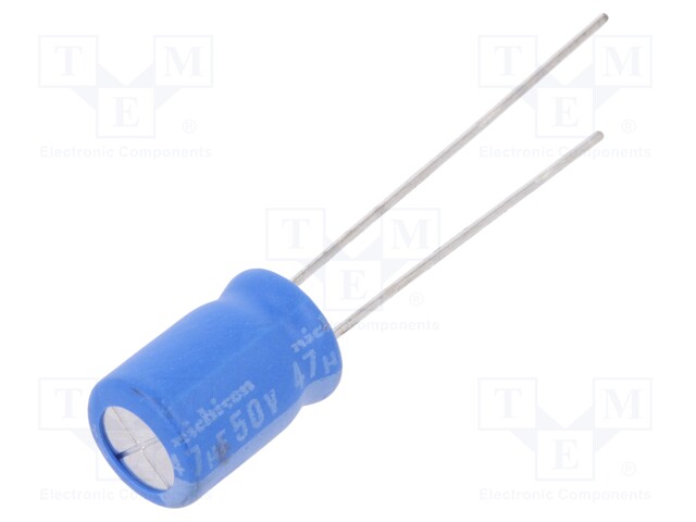 Capacitor: electrolytic; THT; 47uF; 50VDC; Ø8x11.5mm; Pitch: 3.5mm