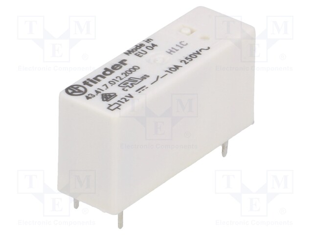 Relay: electromagnetic; SPDT; Ucoil: 12VDC; 10A/250VAC; 10A/30VDC