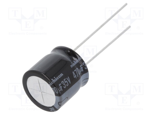 Capacitor: electrolytic; THT; 470uF; 35VDC; Ø12.5x12.5mm; ±20%