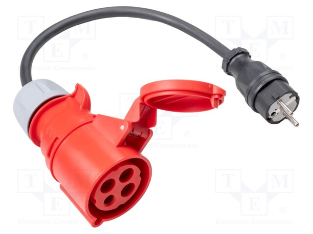 Adapter for three phase sockets; 16A; EU plug; 265V; IP40