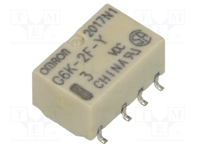 Relay: electromagnetic; DPDT; Ucoil: 3VDC; 0.3A/125VAC; 1A/30VDC