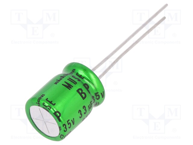 Capacitor: electrolytic; bipolar; THT; 33uF; 35V; Ø10x12.5mm; ±20%