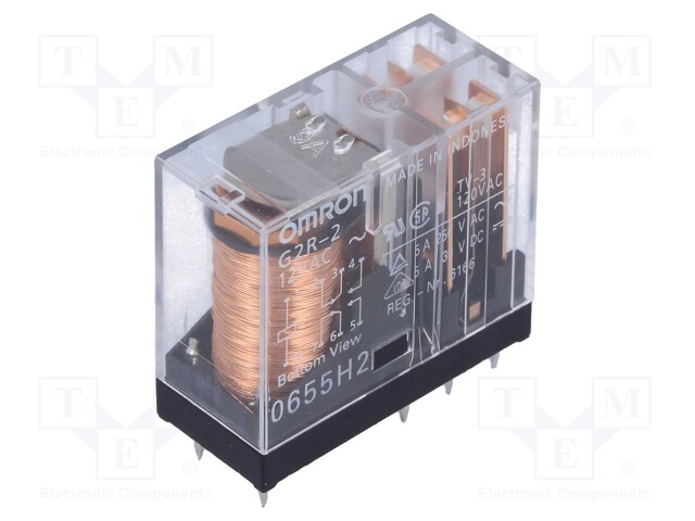Relay: electromagnetic; DPDT; Ucoil: 12VAC; 5A/250VAC; 5A/30VDC