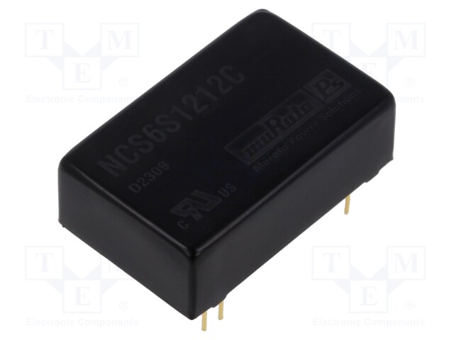 Isolated Board Mount DC/DC Converter, 4:1 Input, ITE, 1 Output, 6 W, 12 V, 500 mA