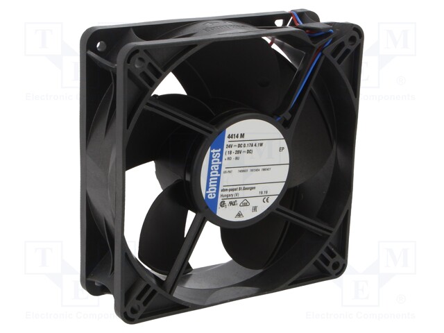 Fan: DC; axial; 24VDC; 119x119x38mm; 184m3/h; 42dBA; 3300rpm; 24AWG