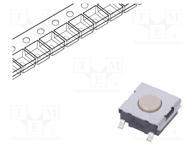 Microswitch TACT; SPST-NO; Pos: 2; 0.05A/24VDC; SMT; none; 1.47N