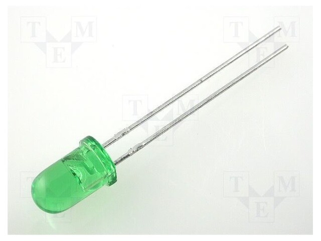 LED; 5mm; green; 20÷60mcd; 30°; Front: convex