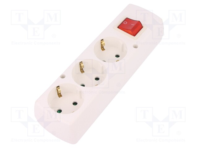 Connector: AC supply; splitter; Layout: 2P+PE; white; 250VAC; 16A