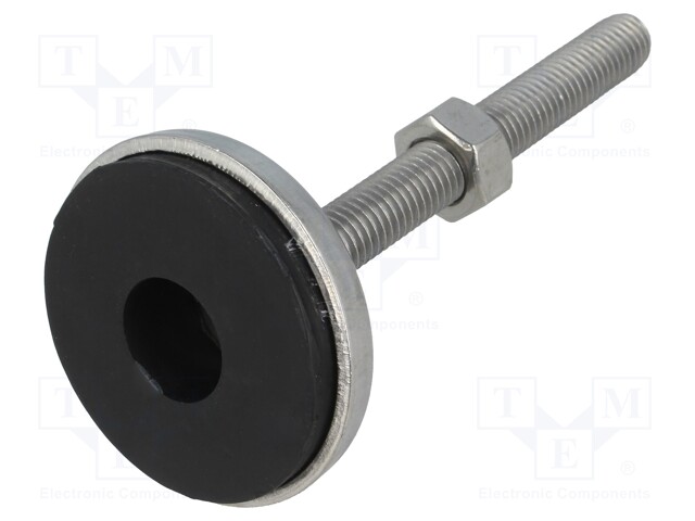 Foot of pin; rigid; Base dia: 55mm; M12; stainless steel