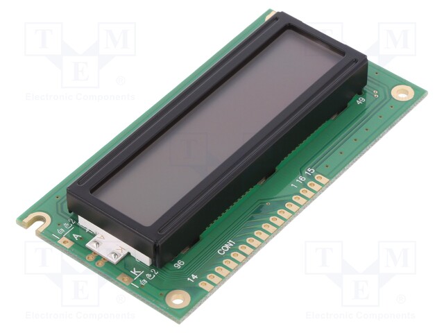 Display: LCD; alphanumeric; STN Positive; 16x2; 84x44x12.7mm; LED