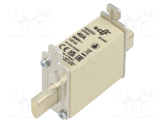 Fuse: fuse; gG; 40A; 500VAC; 250VDC; ceramic; NH000