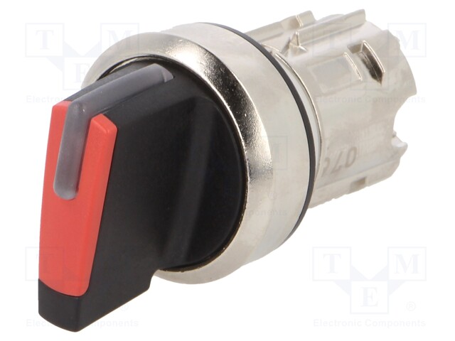 Switch: rotary; Stabl.pos: 3; 22mm; red; IP67; Pushbutton: prominent