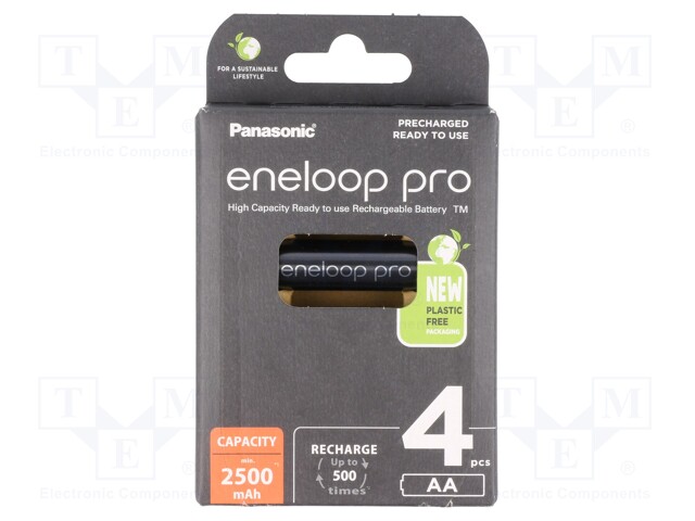 Re-battery: Ni-MH; AA; 1.2V; 2450mAh; ENELOOP PRO; Ø14.35x50.4mm