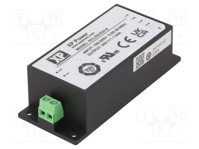 Power supply: switched-mode; 25W; 24VDC; 1.04A; OUT: 1; 170g; 82%