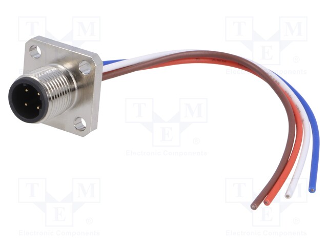 Socket; M12; PIN: 4; male; D code-Ethernet; IP67; 250V; 4A; straight