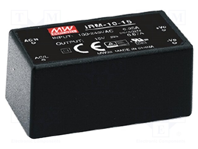 Power supply: switched-mode; modular; 10.2W; 12VDC; 0.85A; 40g
