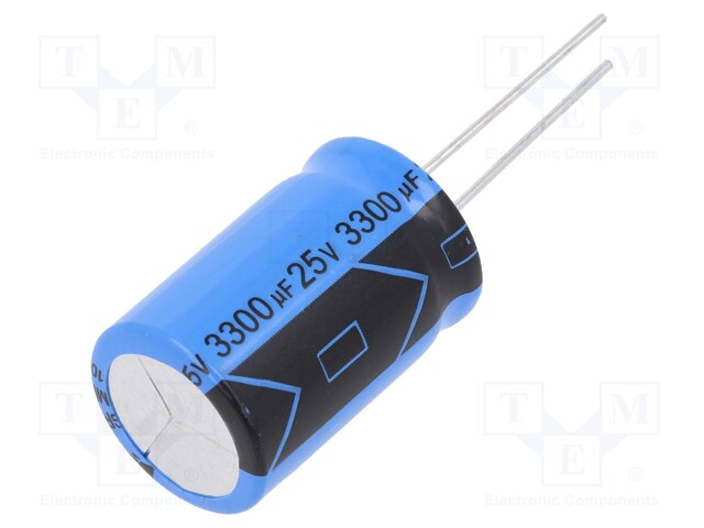 Capacitor: electrolytic; THT; 3300uF; 25VDC; ±20%; 2000h; -40÷105°C