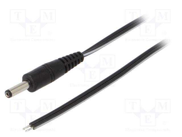 Cable; wires,DC 4,0/1,7 plug; straight; 0.5mm2; black; 0.5m