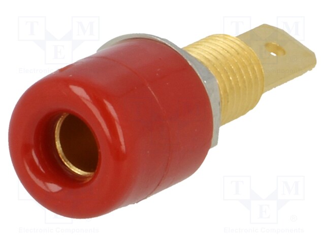 Socket; 4mm banana; 32A; 33VAC; 70VDC; red; gold-plated; -25÷80°C