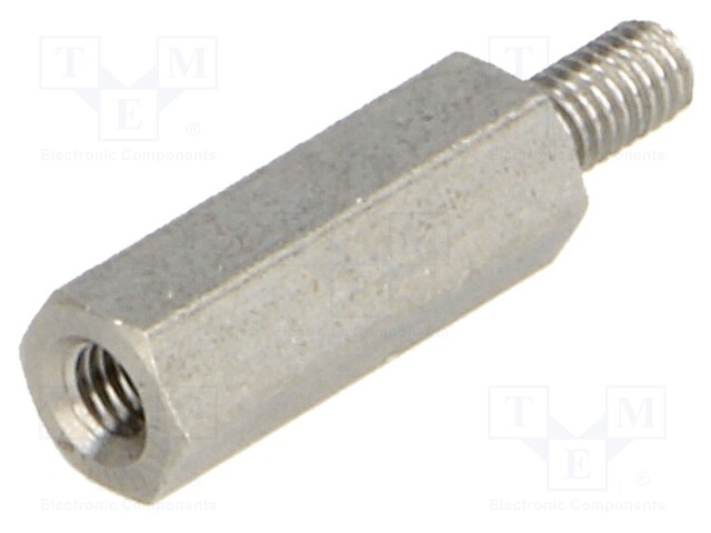 Screwed spacer sleeve; Int.thread: M3; 15mm; Ext.thread: M3