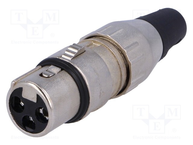 Plug; XLR; female; PIN: 3; straight; for cable; soldering; 50V; 15A