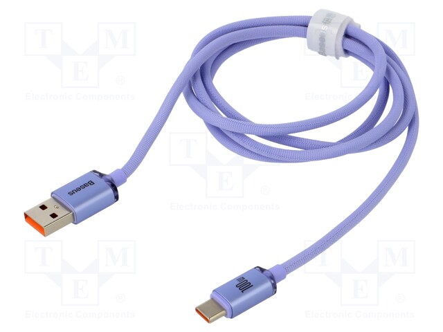 Cable; USB 2.0; USB A socket,USB C plug; 1.2m; violet; 100W