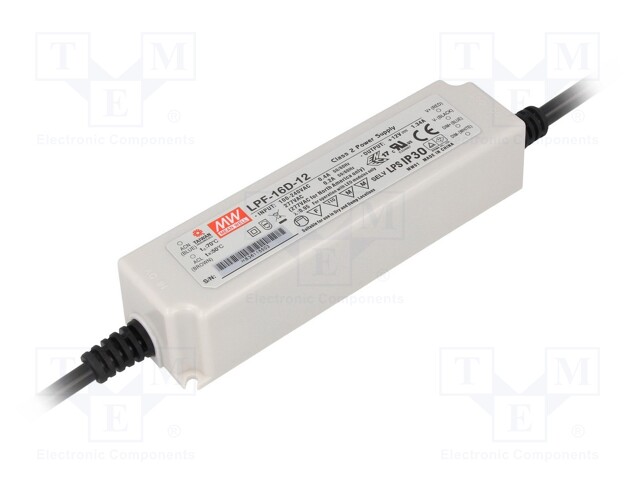 Power supply: switched-mode; LED; 16.08W; 12VDC; 6.6÷12VDC; 1.34A